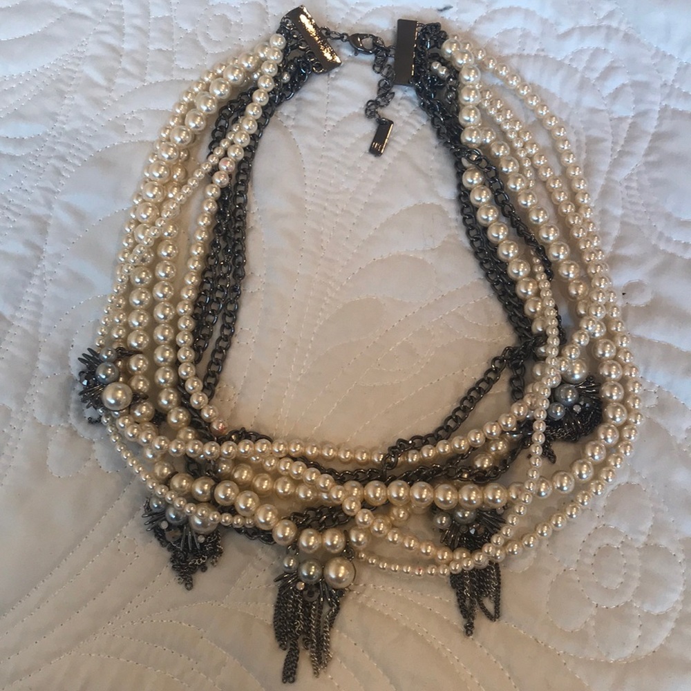 Statement Multi Chain Pearl Necklace - image 1